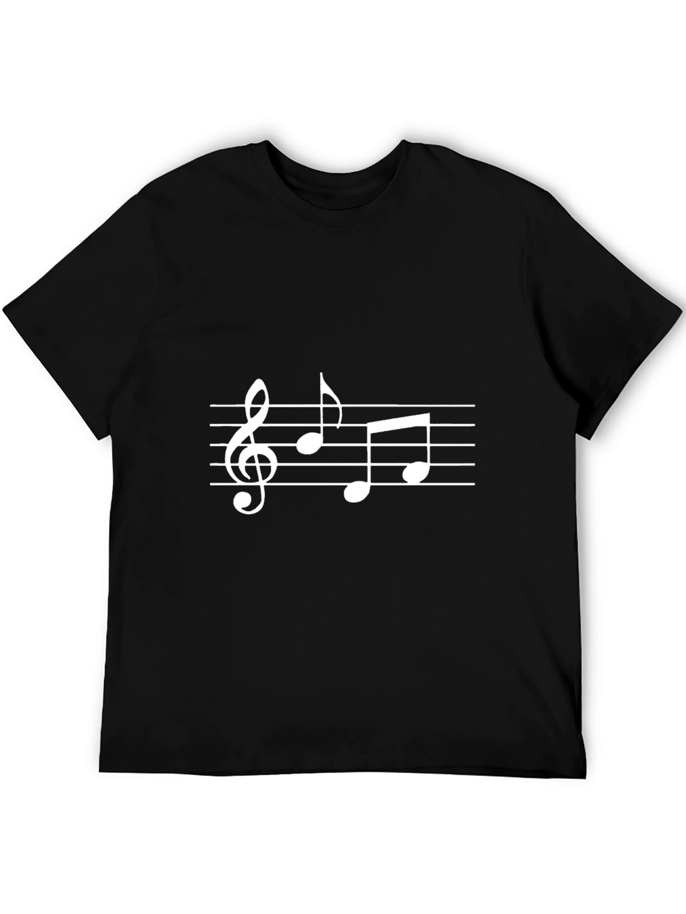 Musical Notes Graphic T-Shirt - Black Casual Tee
