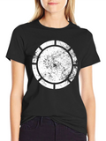 Distressed Circle Graphic Tee - Black