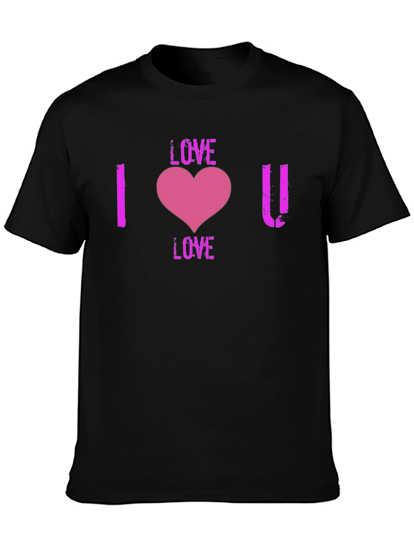 I Love You Heart Graphic T-Shirt - Black