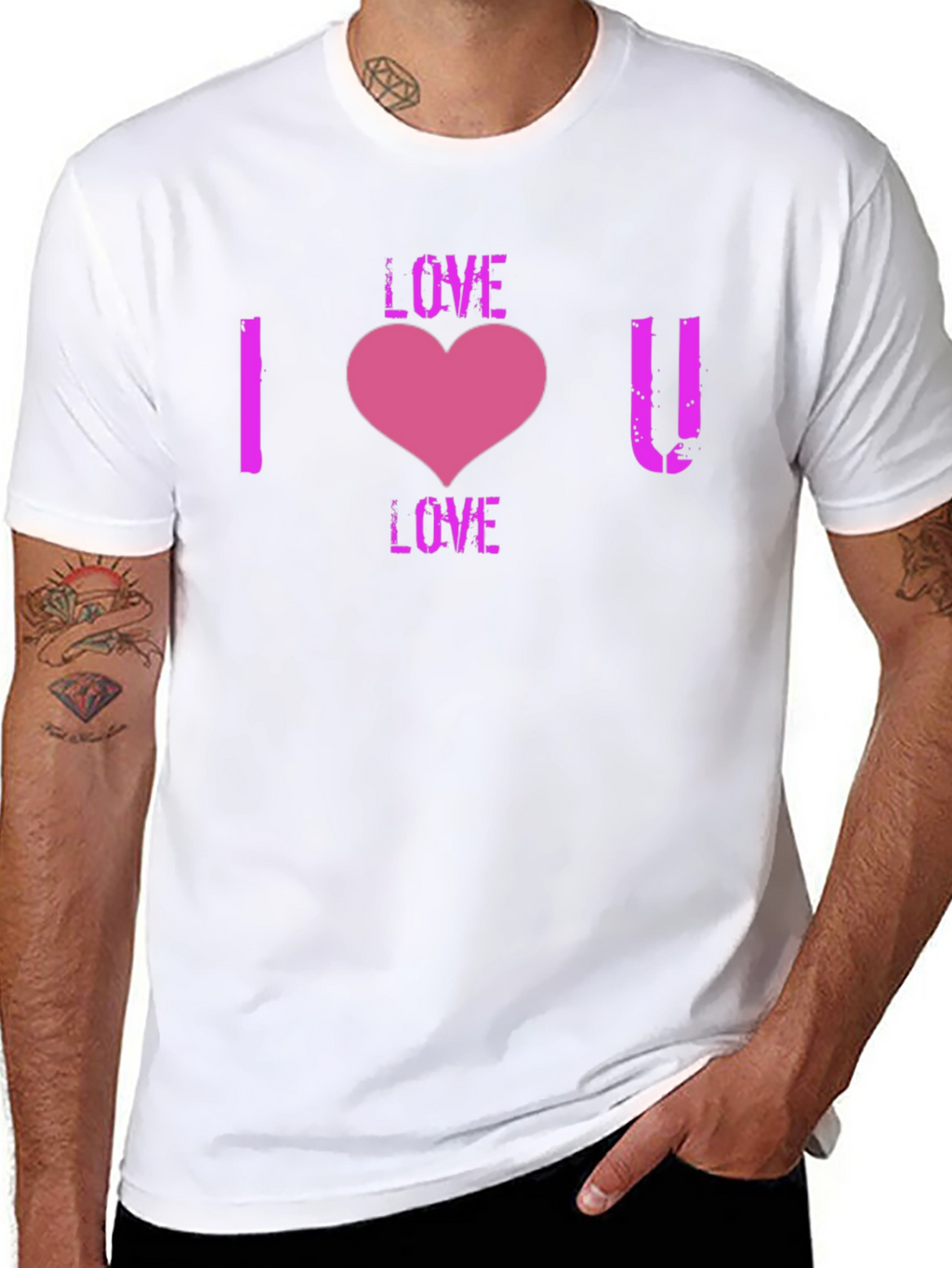 I Love You Heart Graphic T-Shirt - Black