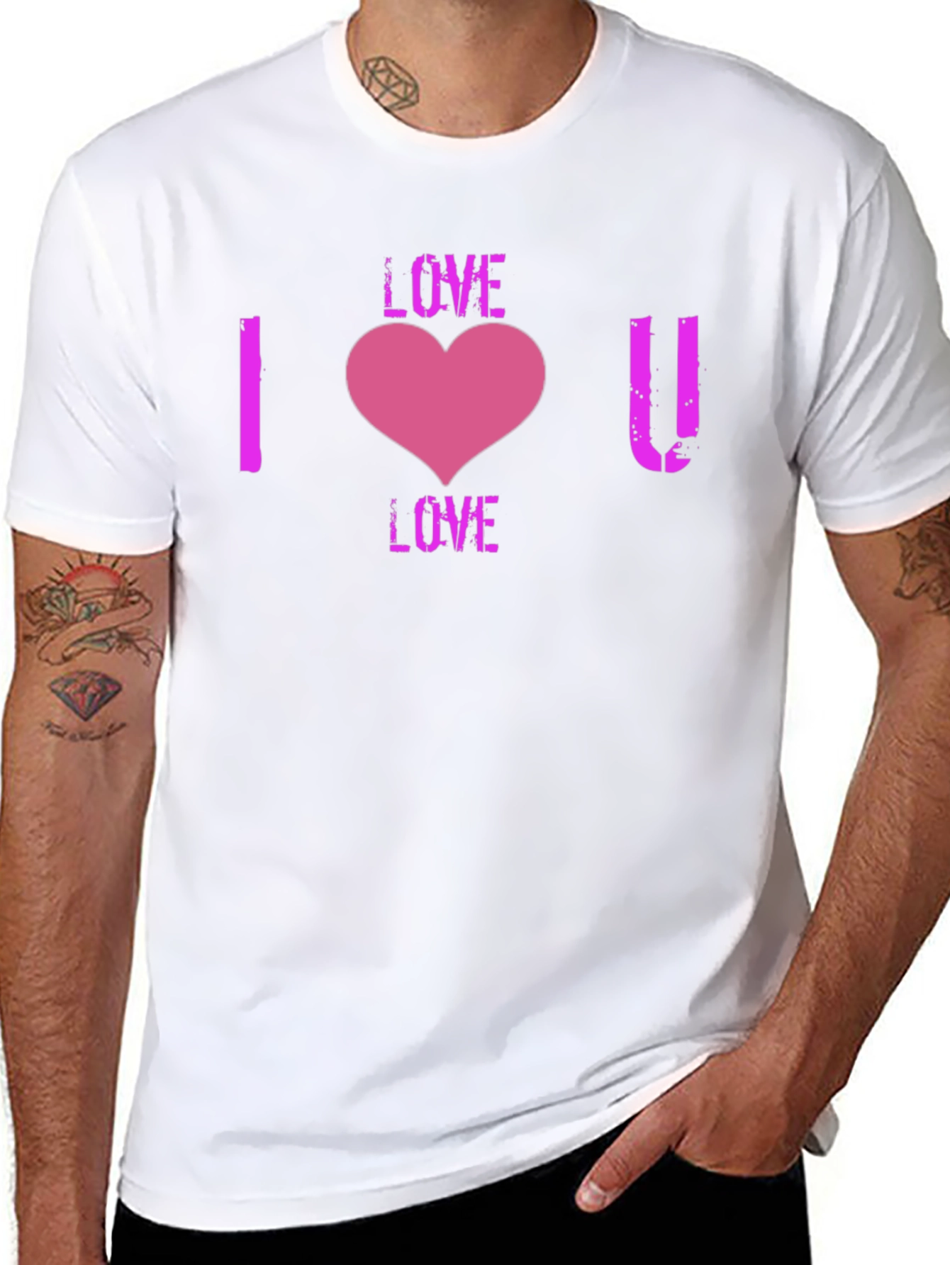 I Love You Heart Graphic T-Shirt - Black