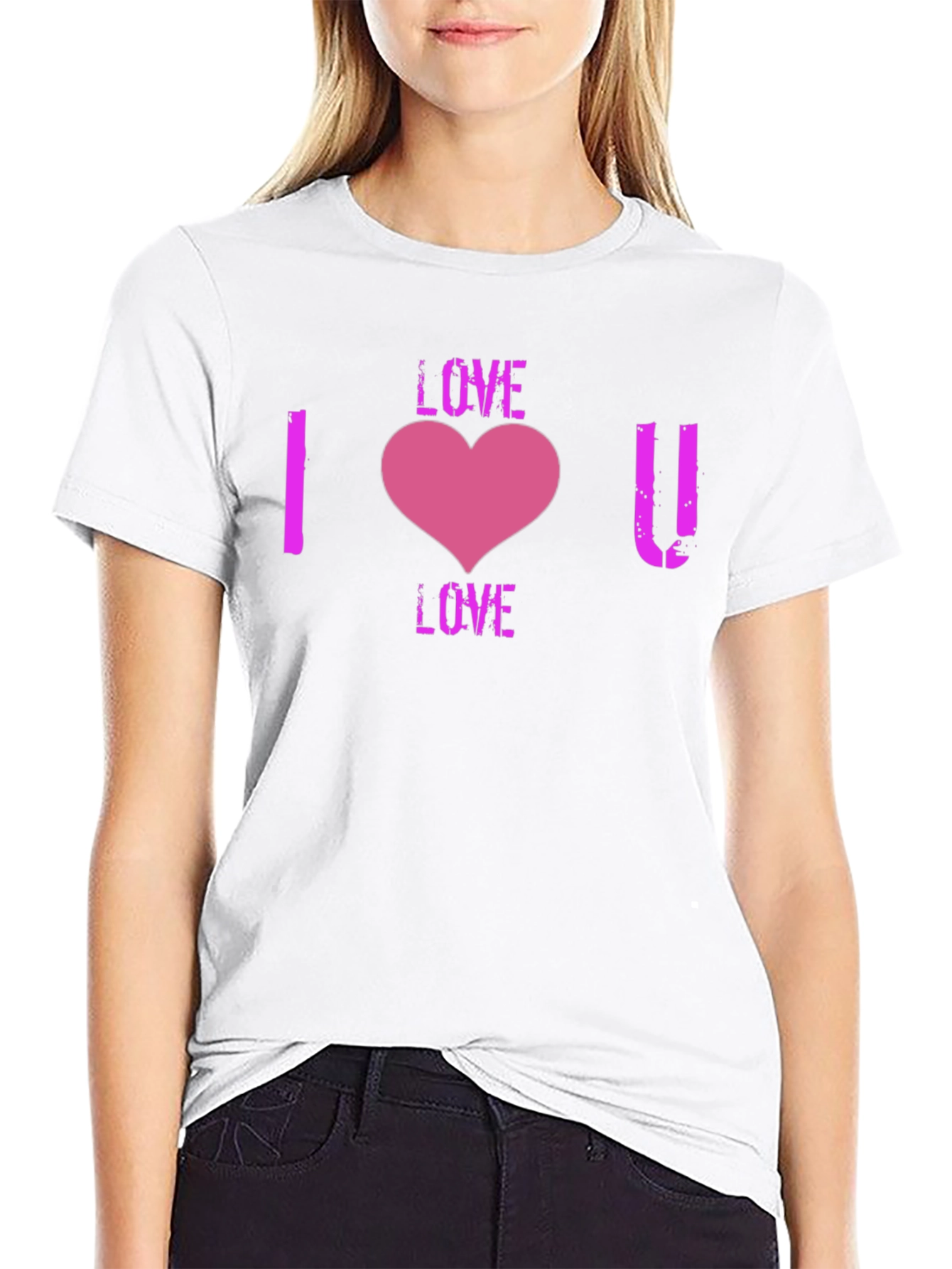 I Love You Heart Graphic T-Shirt - Black