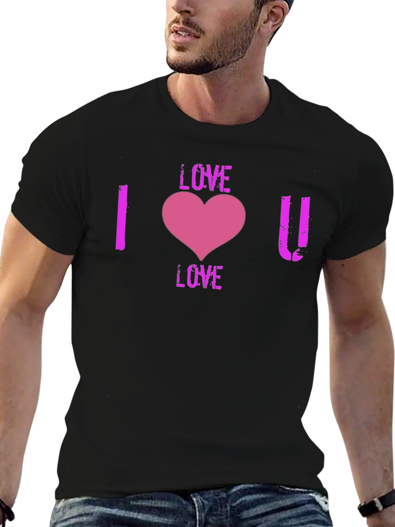 I Love You Heart Graphic T-Shirt - Black