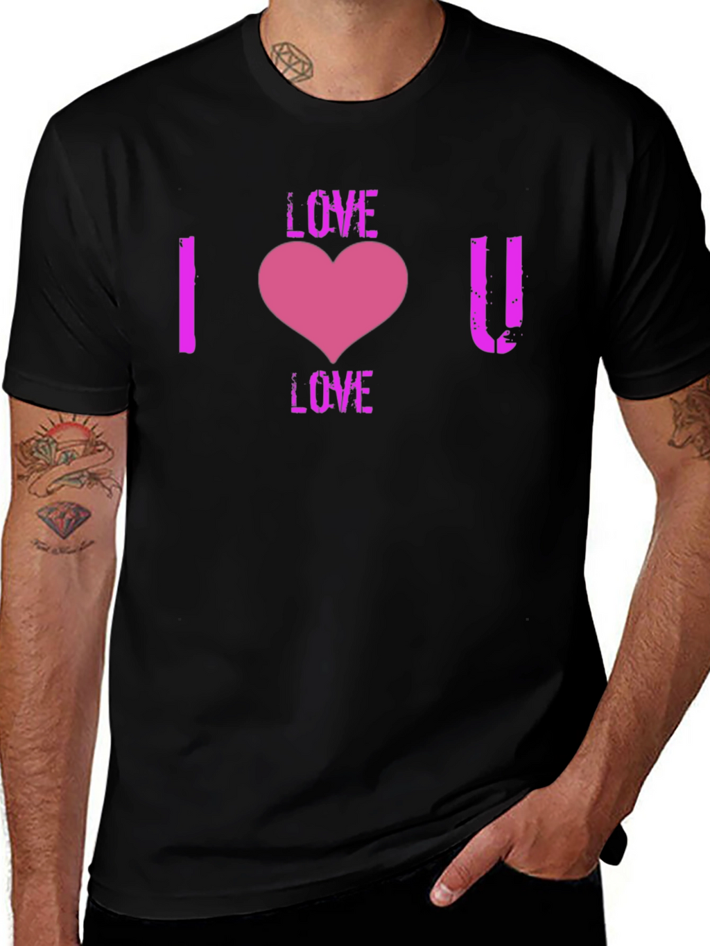 I Love You Heart Graphic T-Shirt - Black