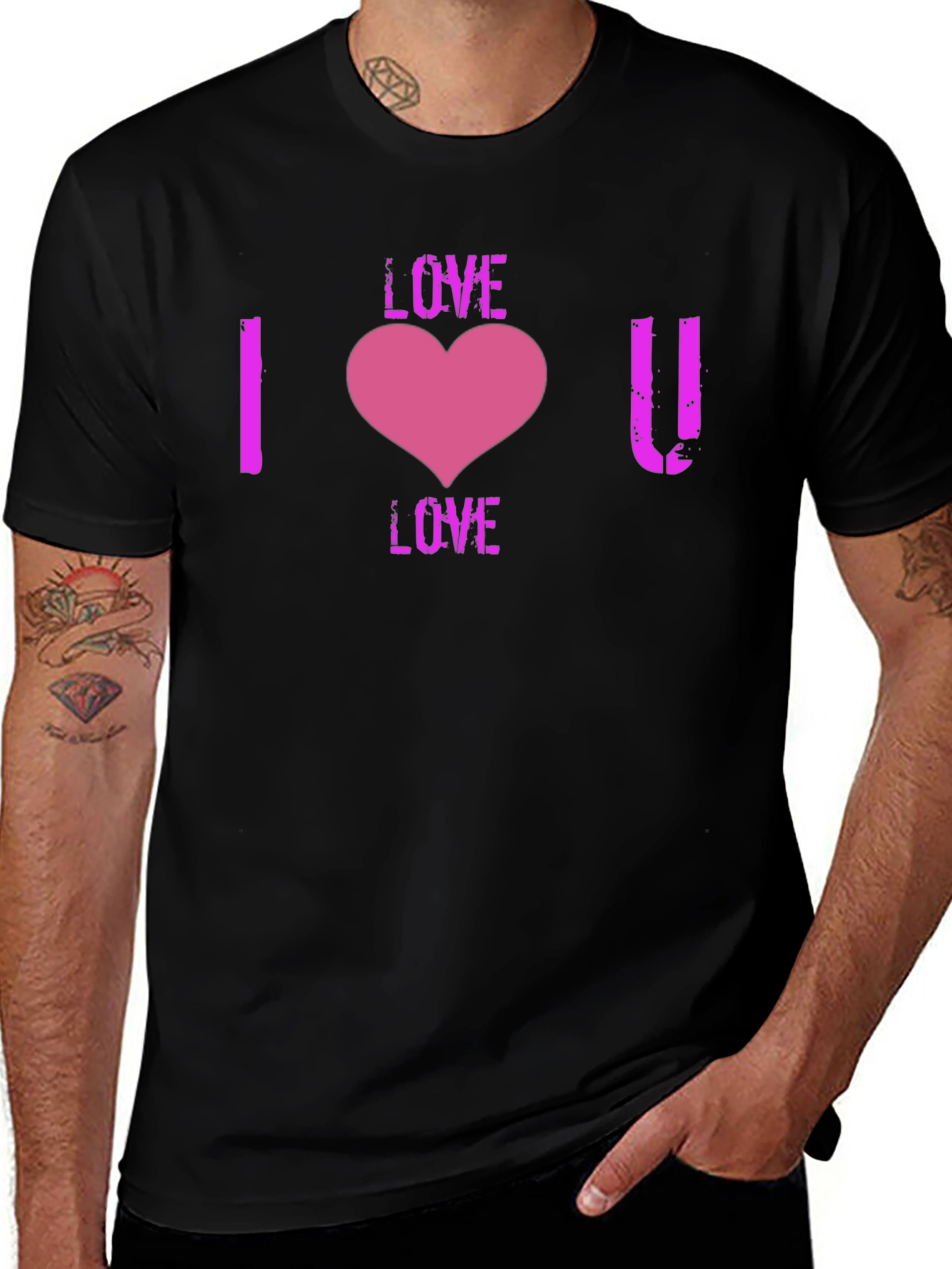 I Love You Heart Graphic T-Shirt - Black