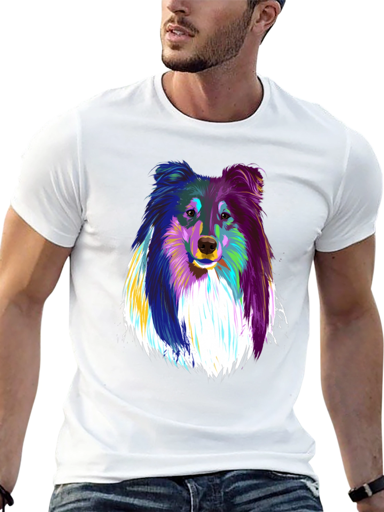 Colorful Sheltie Dog Graphic Tee