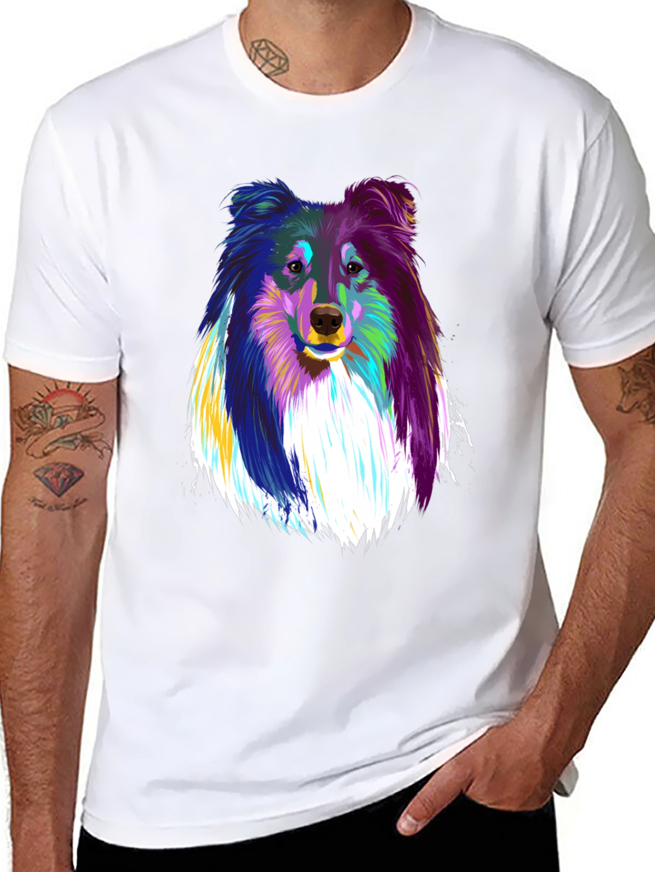 Colorful Sheltie Dog Graphic Tee