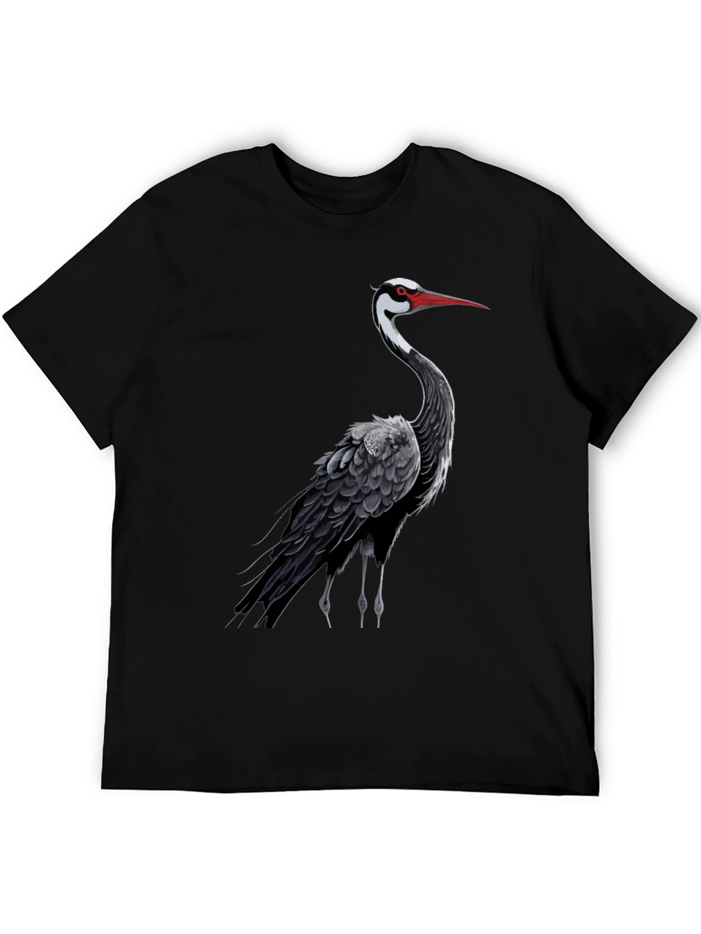 Black Crane Graphic Tee - Stylish Menswear