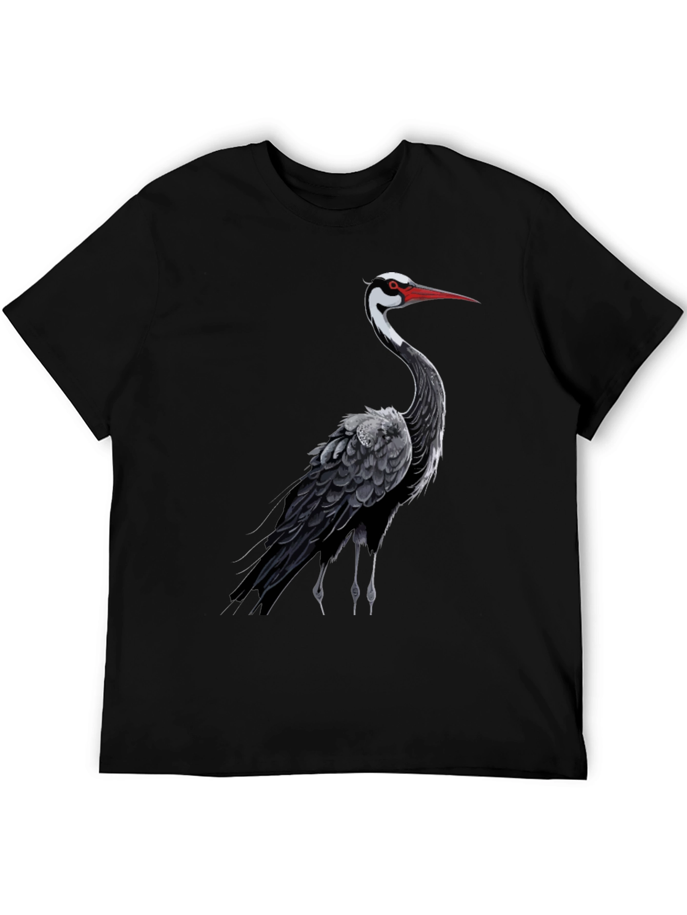 Black Crane Graphic Tee - Stylish Menswear