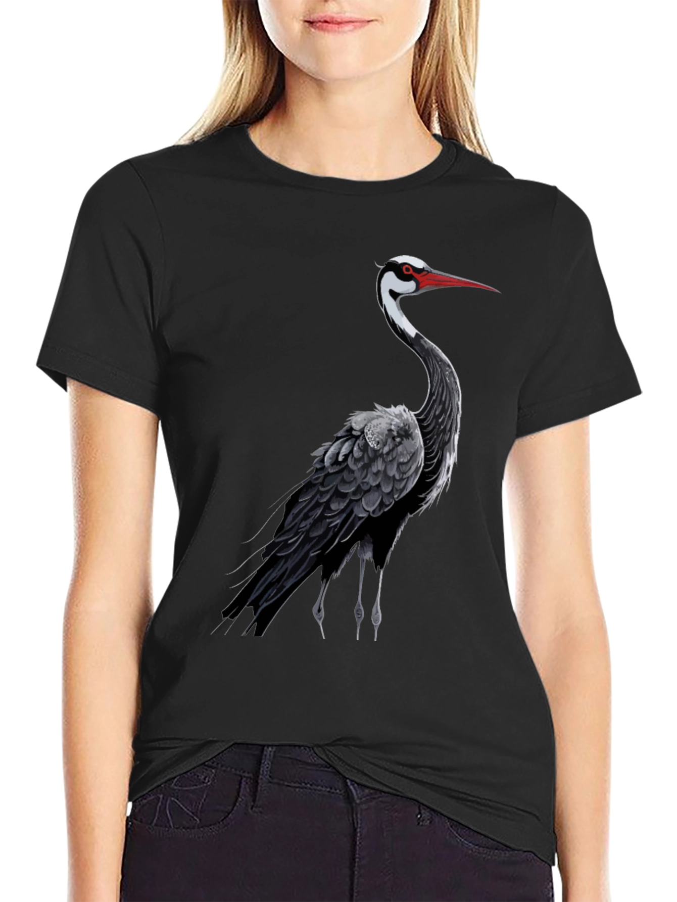 Black Crane Graphic Tee - Stylish Menswear
