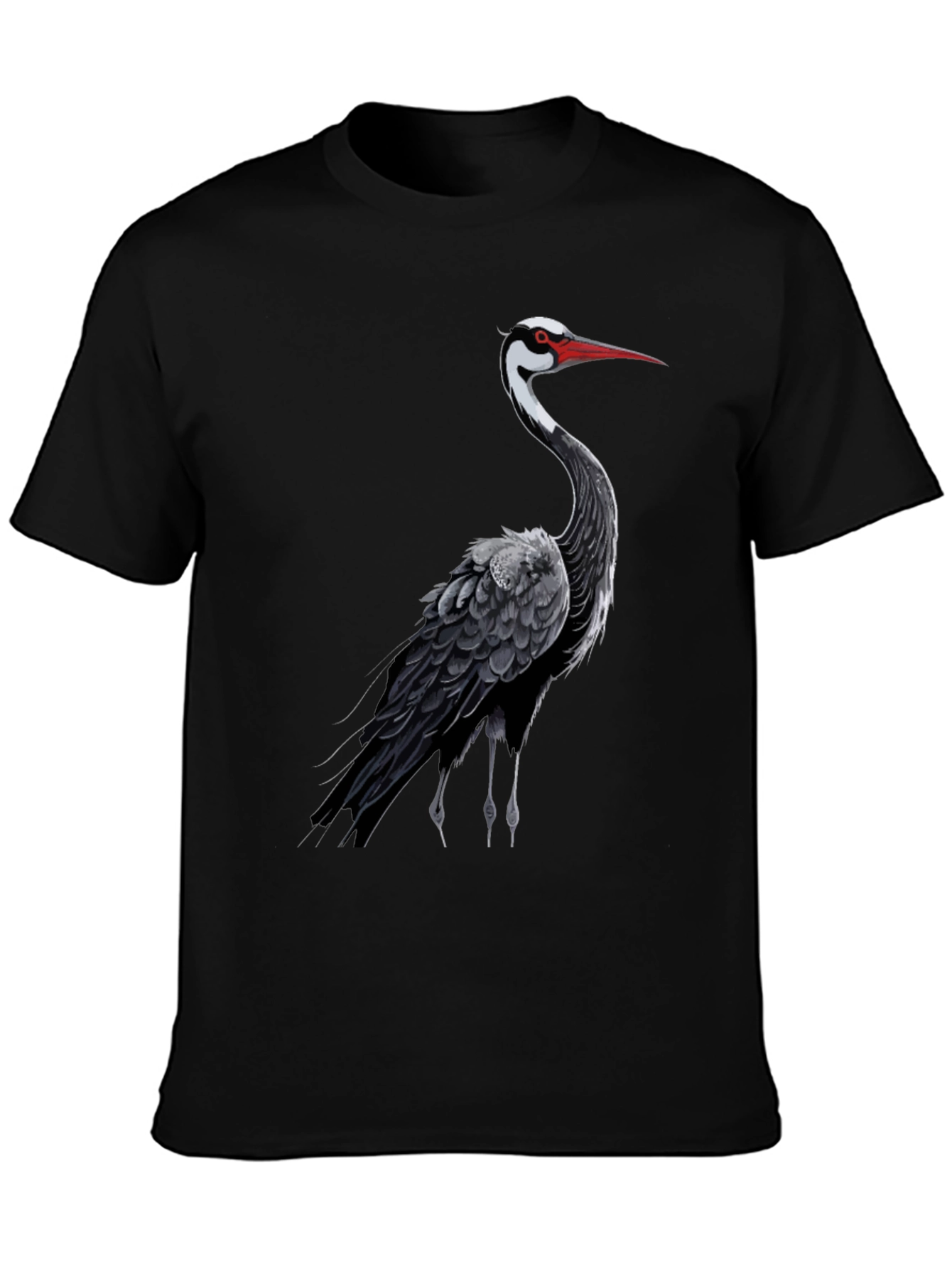 Black Crane Graphic Tee - Stylish Menswear