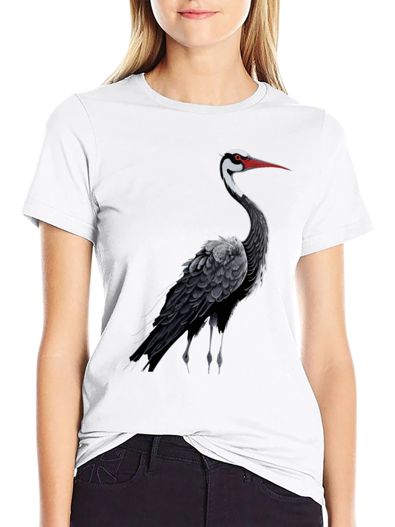 Black Crane Graphic Tee - Stylish Menswear