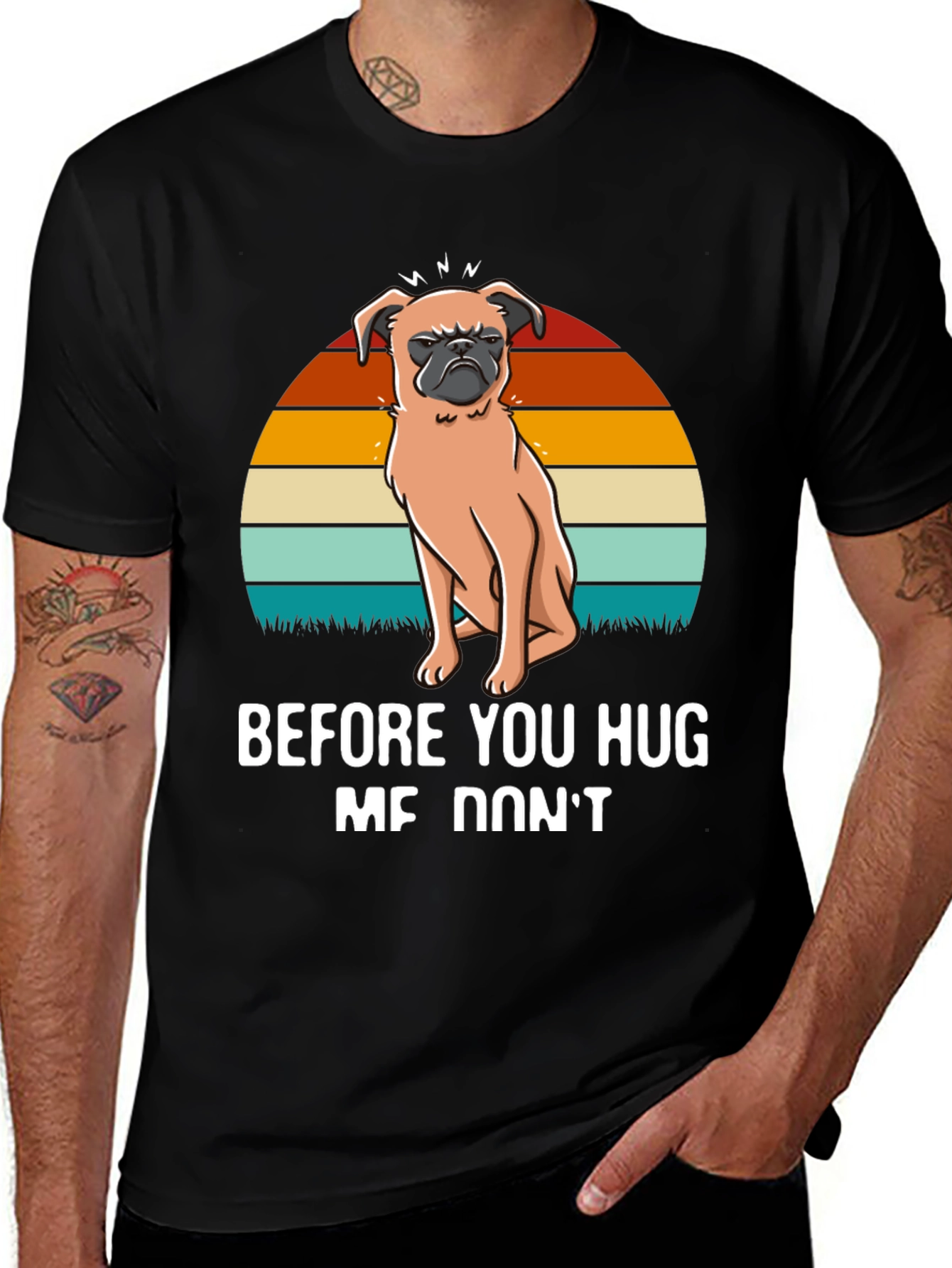 Funny Pug Graphic Tee - Before You Hug Me Dont T-Shirt