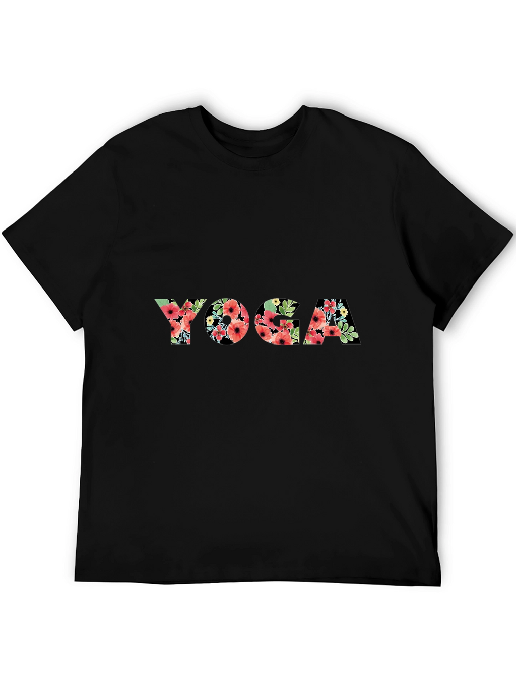Floral Yoga T-Shirt - Black Casual Tee