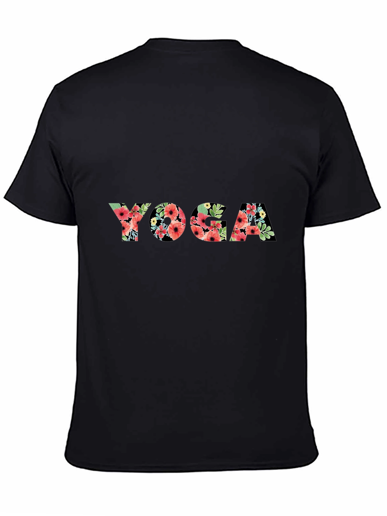 Floral Yoga T-Shirt - Black Casual Tee