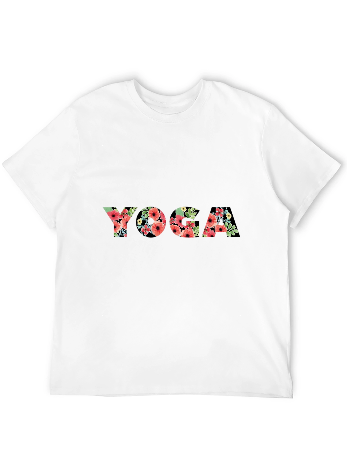 Floral Yoga T-Shirt - Black Casual Tee