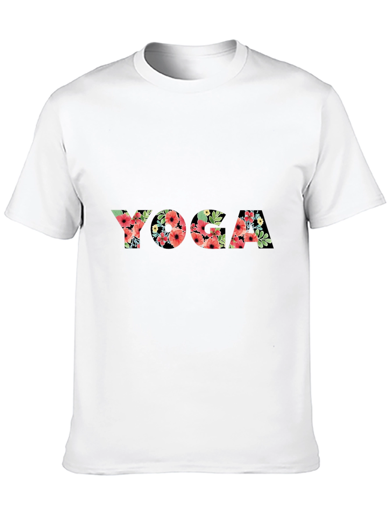 Floral Yoga T-Shirt - Black Casual Tee
