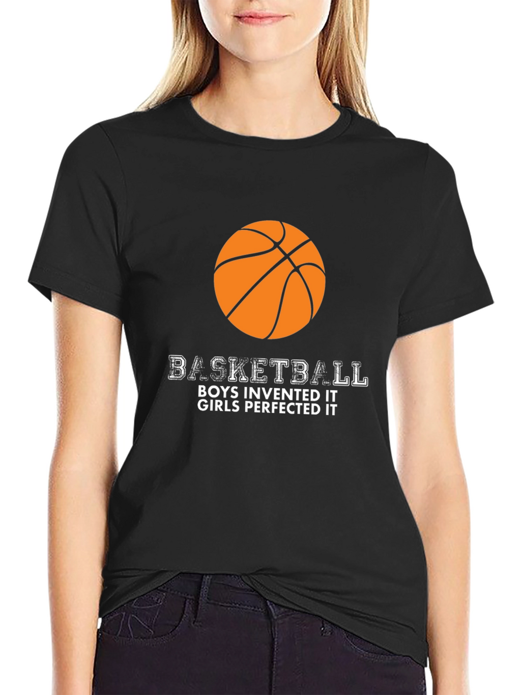 Basketball Boys Invented Girls Perfected Black T-Shirt