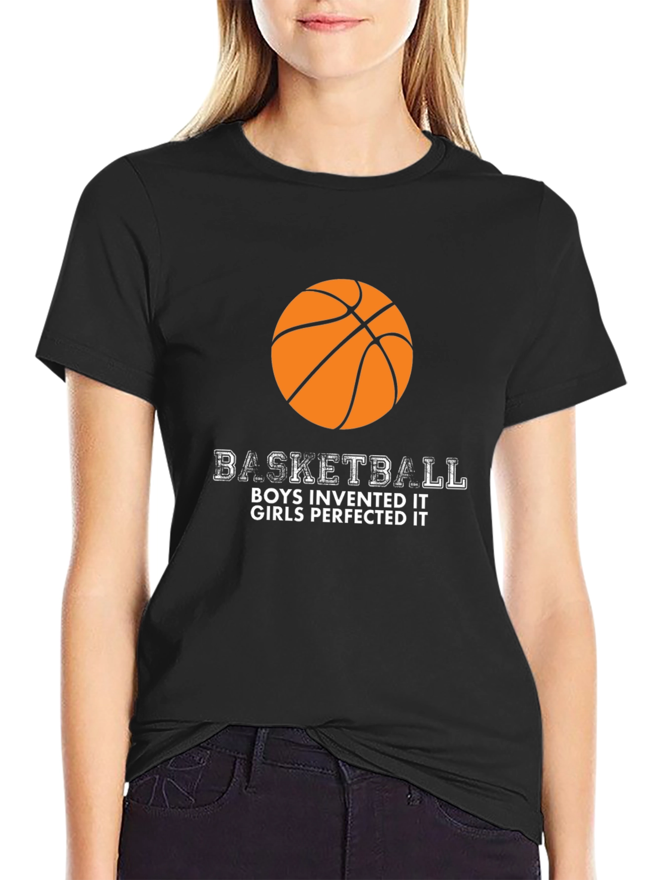 Basketball Boys Invented Girls Perfected Black T-Shirt