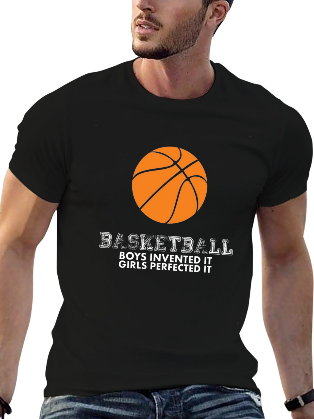 Basketball Boys Invented Girls Perfected Black T-Shirt