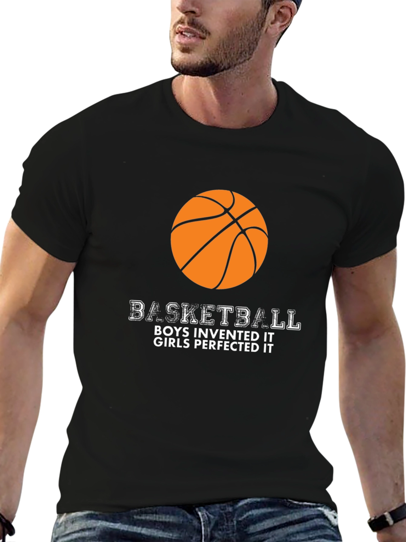 Basketball Boys Invented Girls Perfected Black T-Shirt