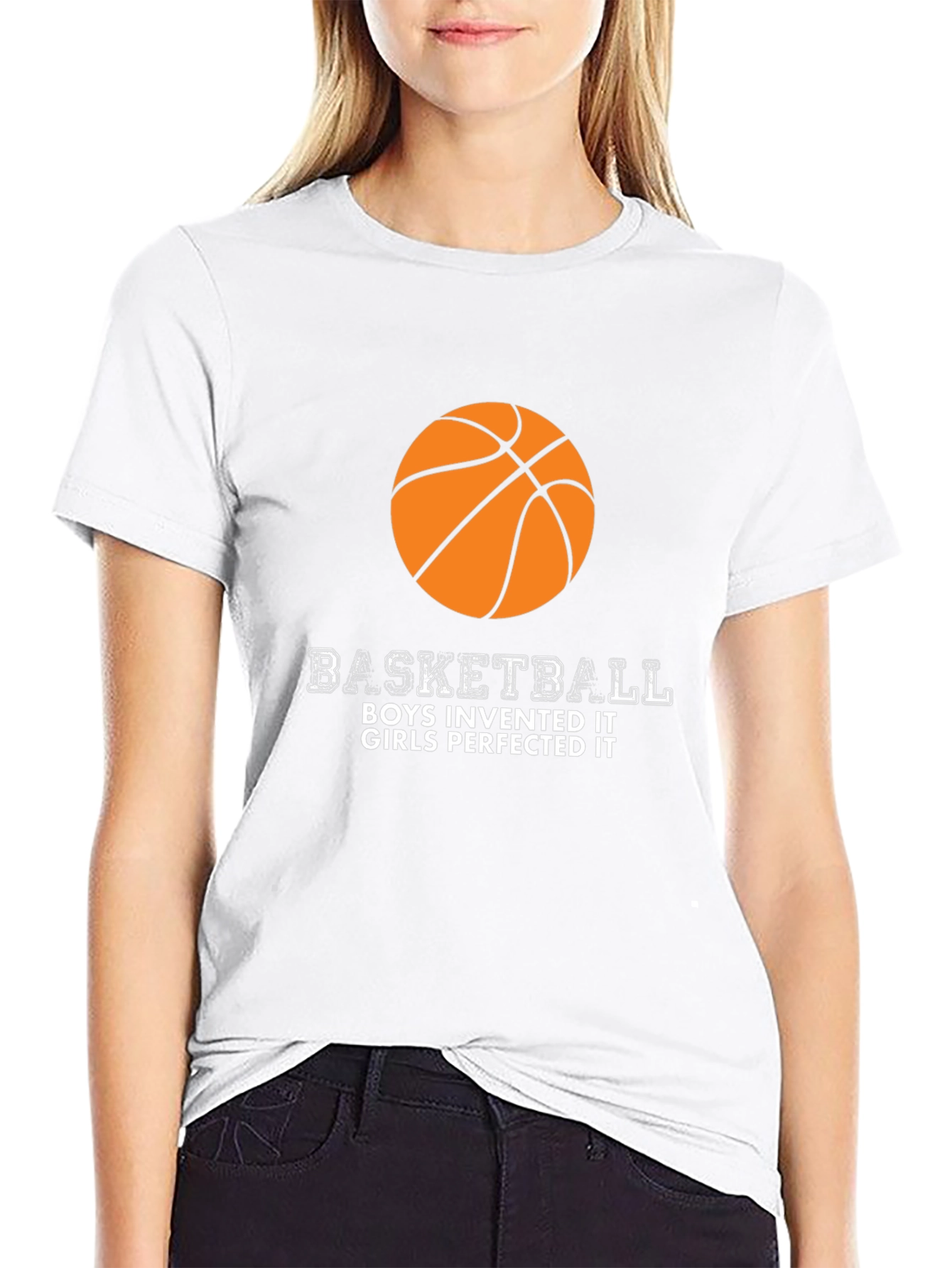 Basketball Boys Invented Girls Perfected Black T-Shirt