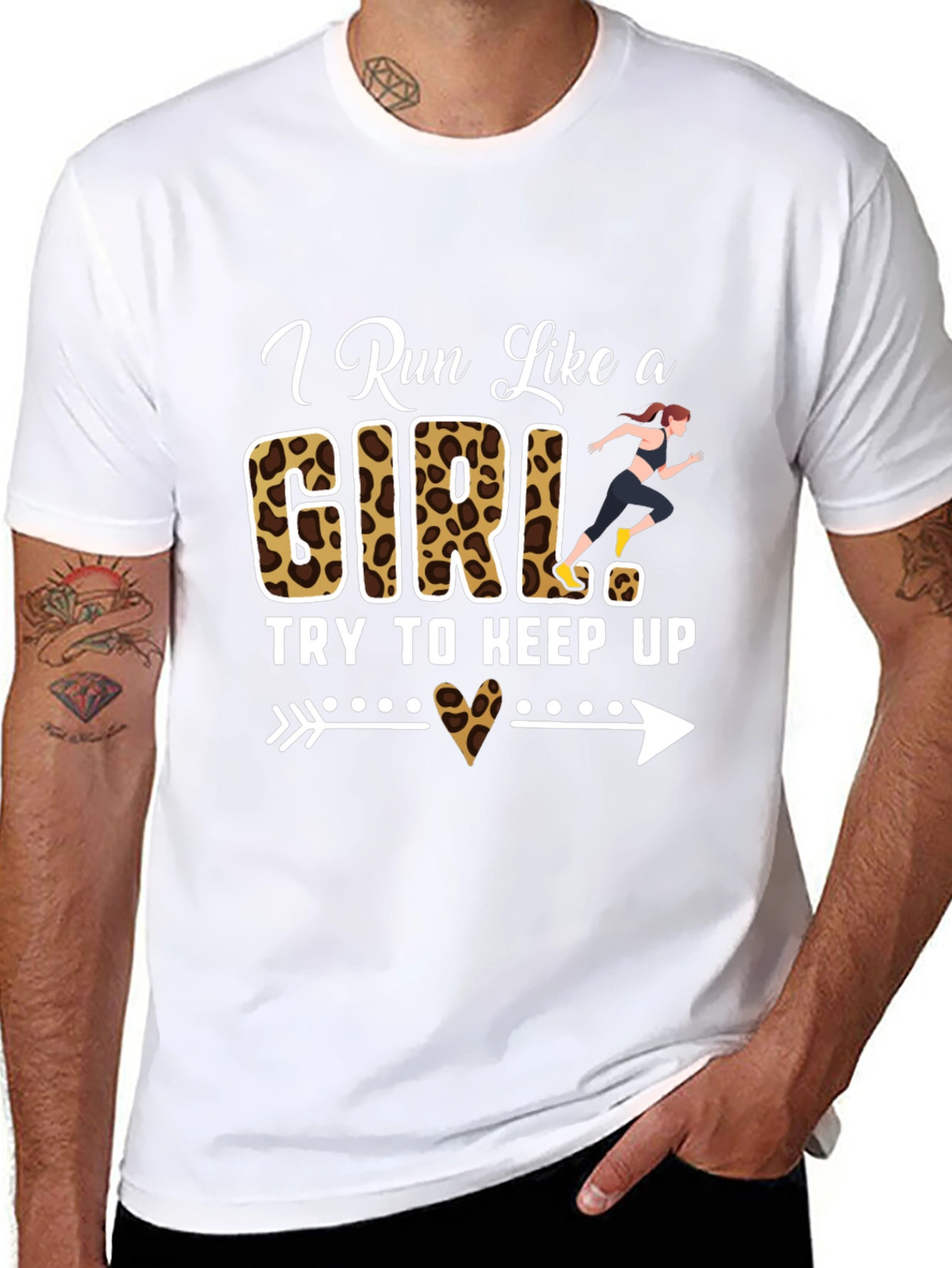 I Run Like a Girl T-Shirt Funny Leopard Print