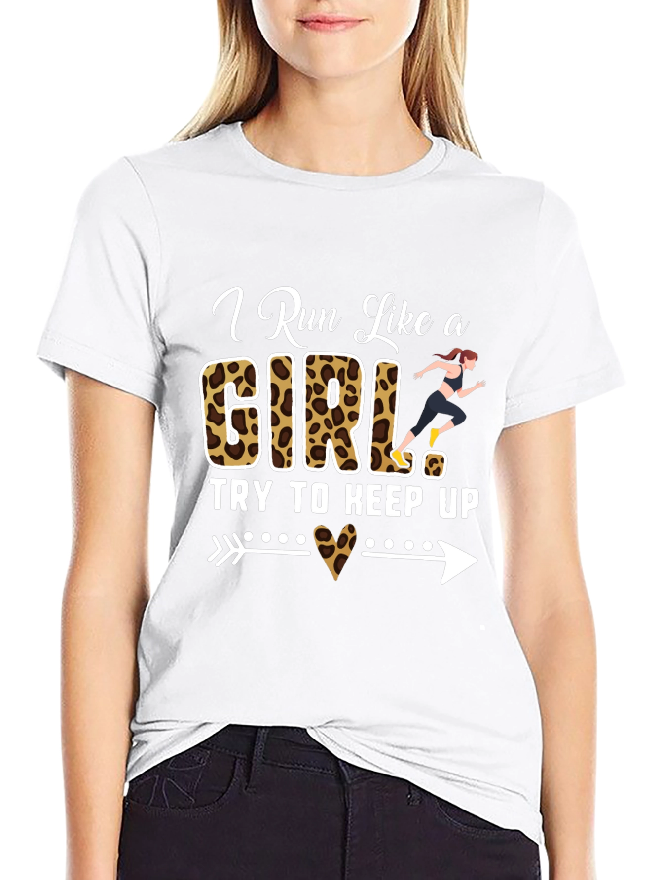 I Run Like a Girl T-Shirt Funny Leopard Print