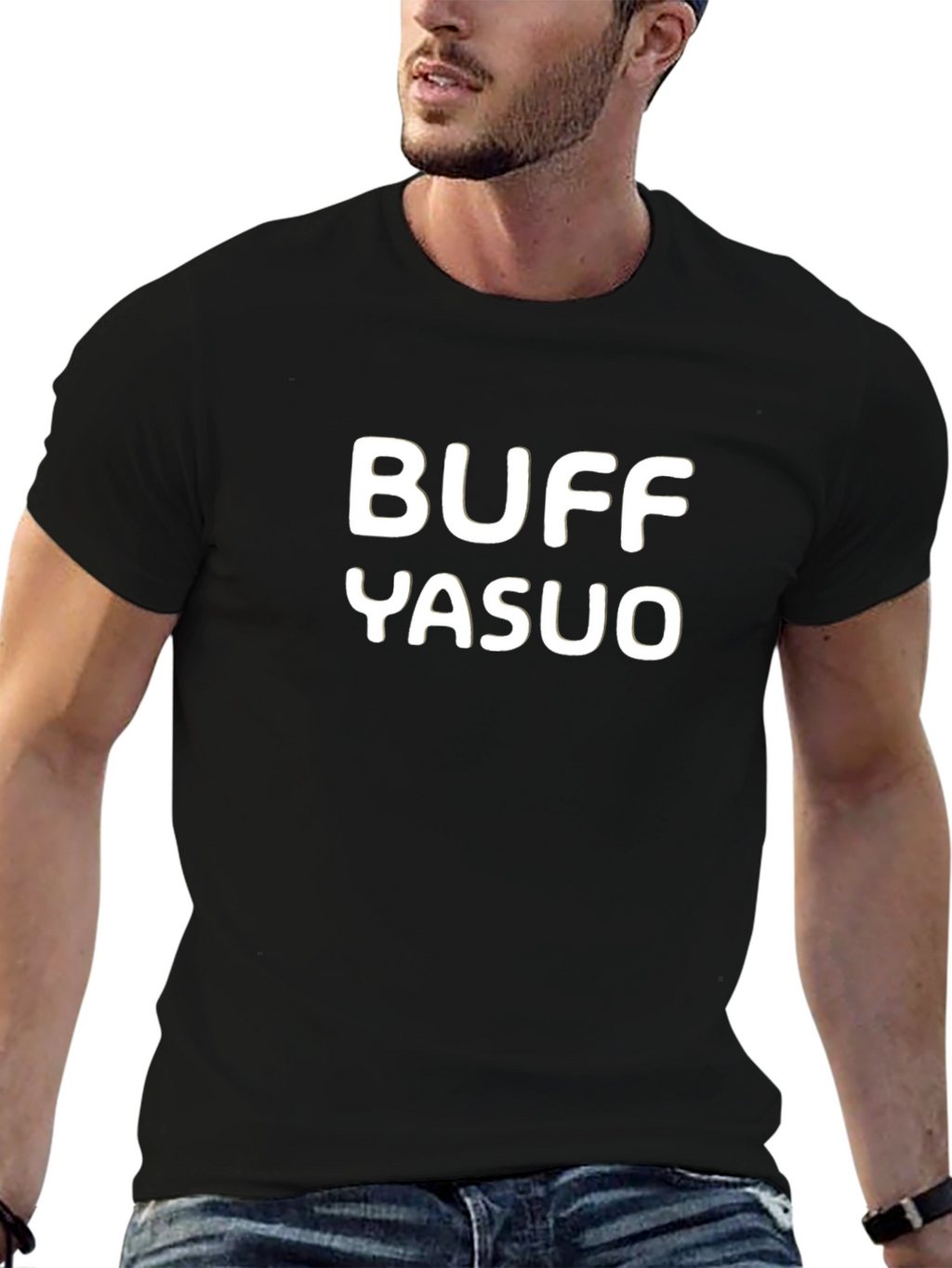Buff Yasuo Black Graphic Tee