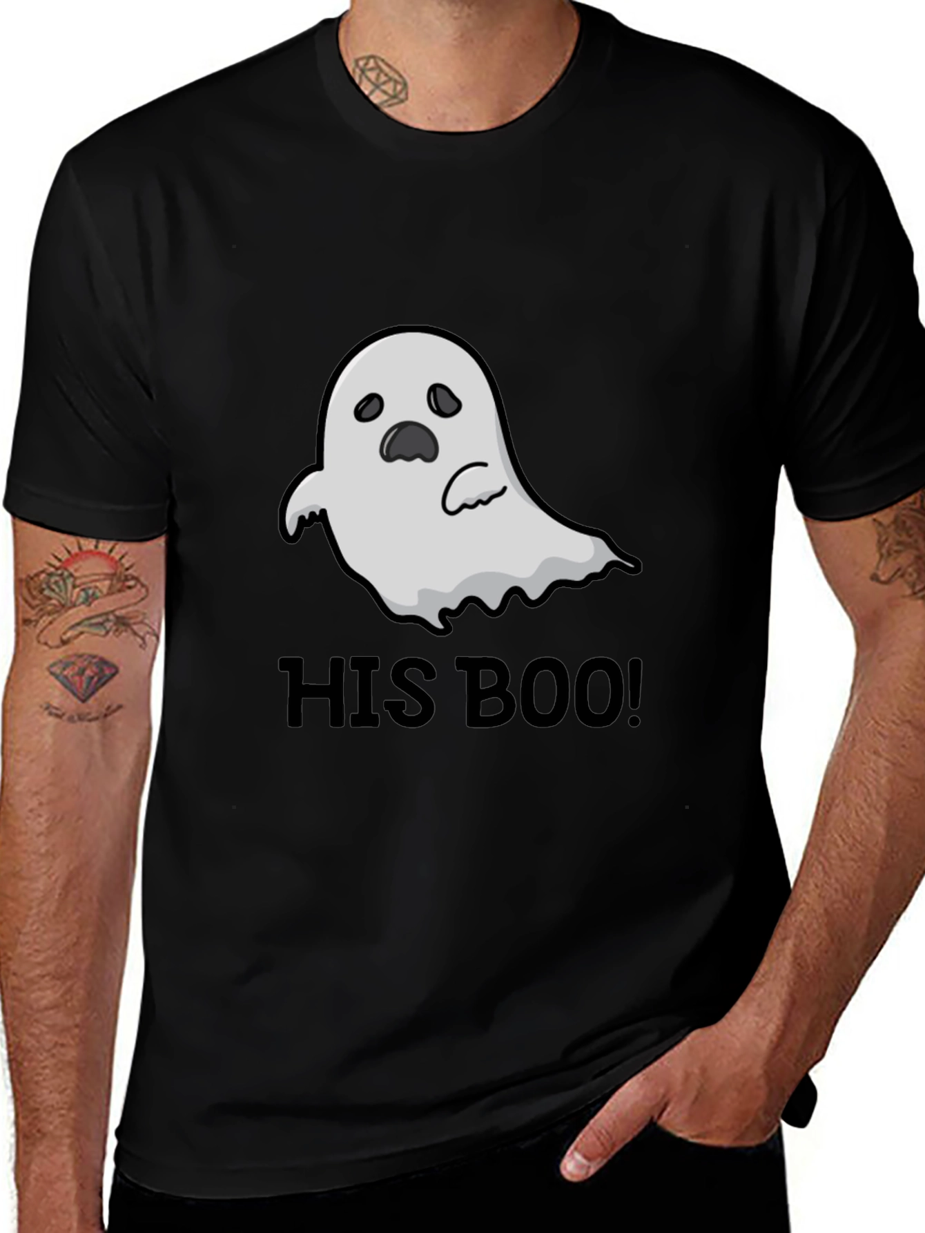His Boo! Ghost Graphic Black T-Shirt