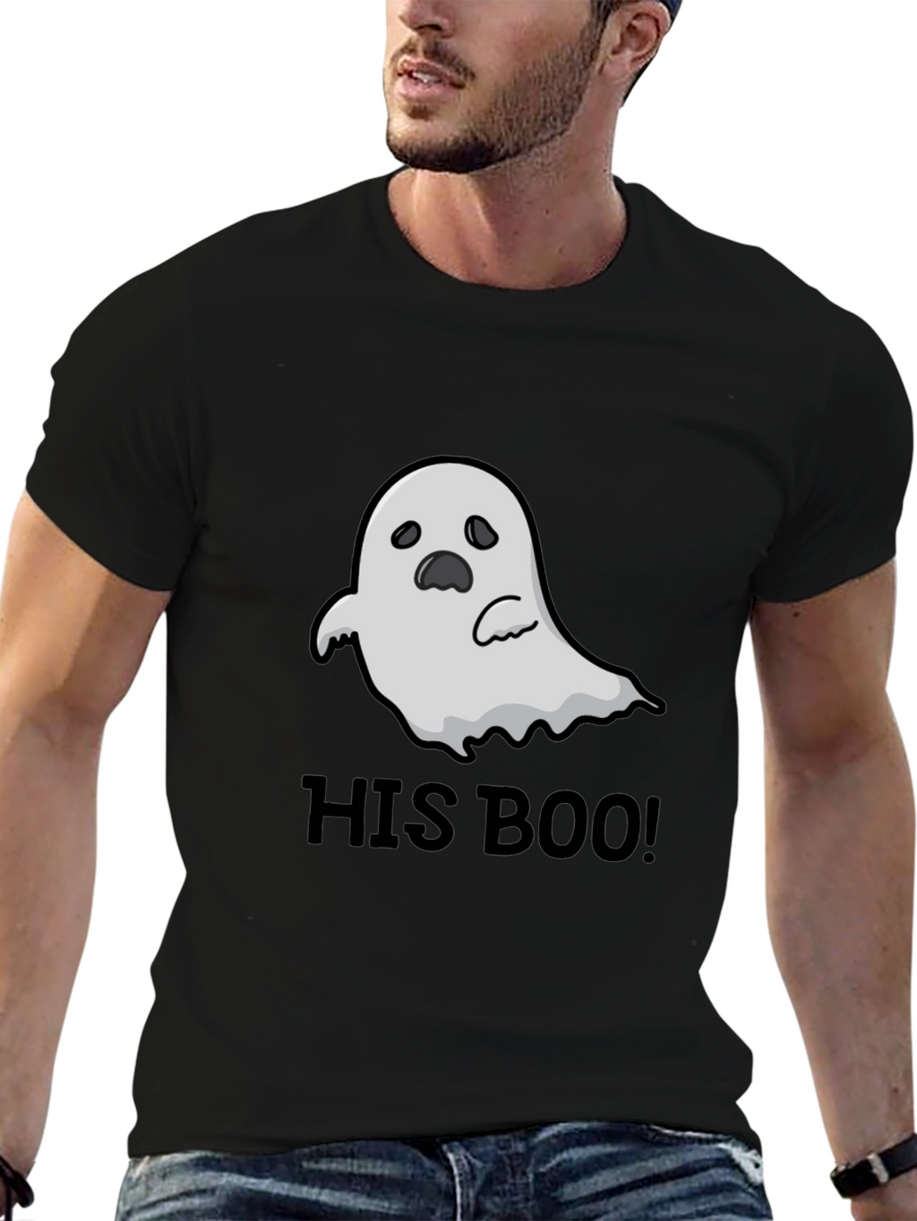 His Boo! Ghost Graphic Black T-Shirt