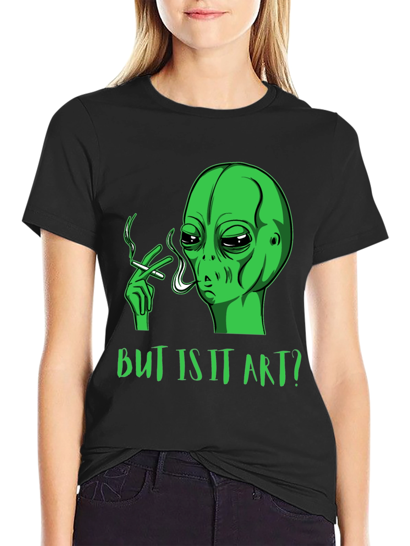 Alien Smoking Funny Graphic T-Shirt - But Is It Art?