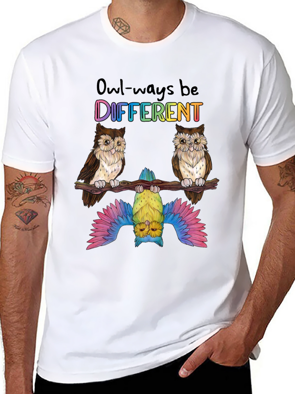 Owl-ways Be Different Graphic T-Shirt - Unique Bird Design