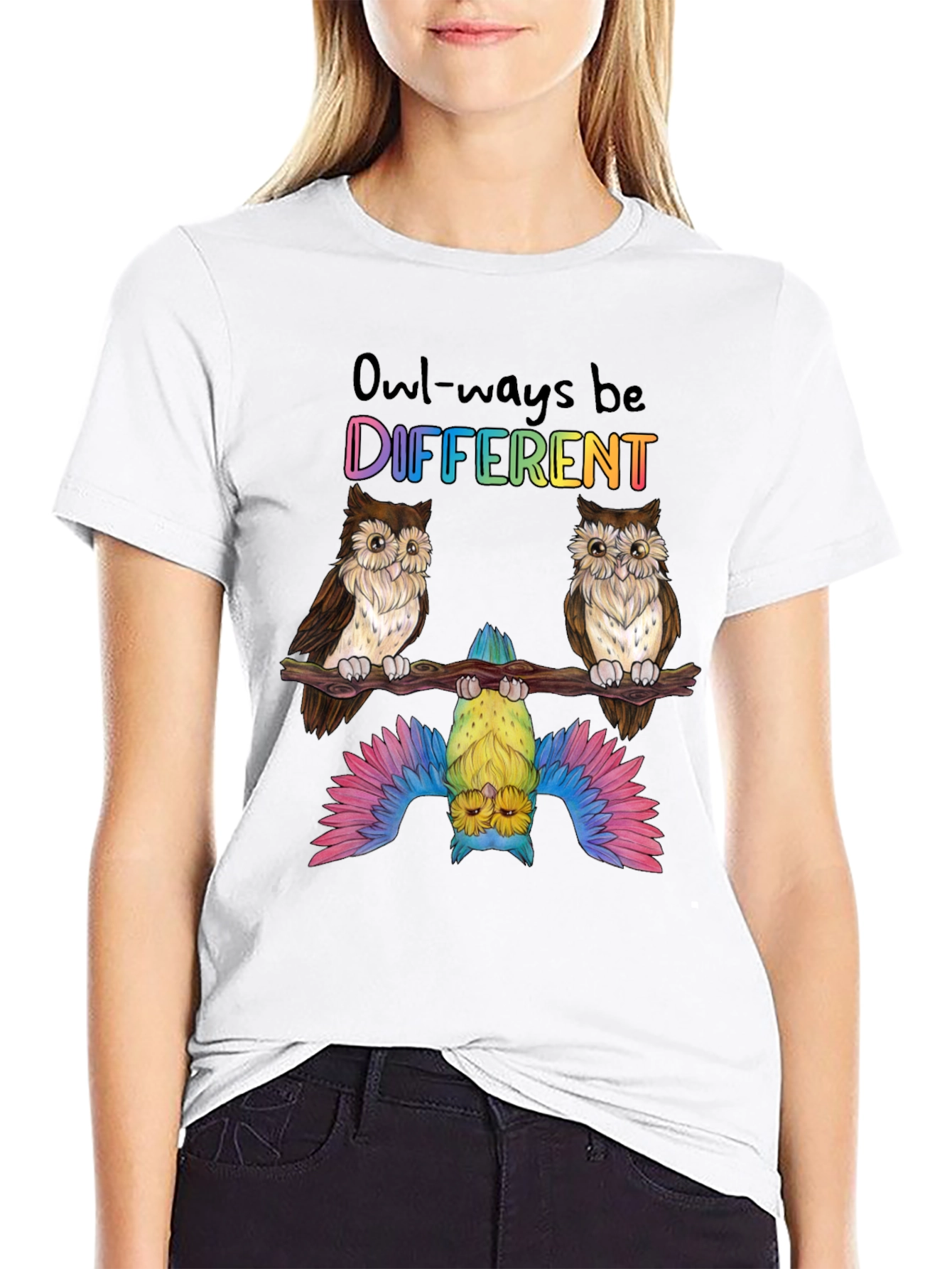 Owl-ways Be Different Graphic T-Shirt - Unique Bird Design