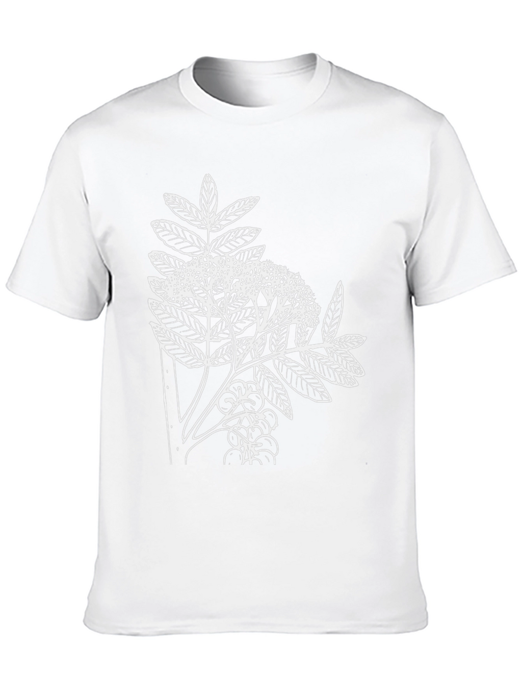 Botanical Print Tee - Black Cotton Casual T-Shirt