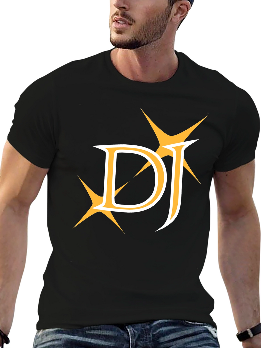 DJ Golden Graphic Tee - Stylish Black Cotton T-Shirt