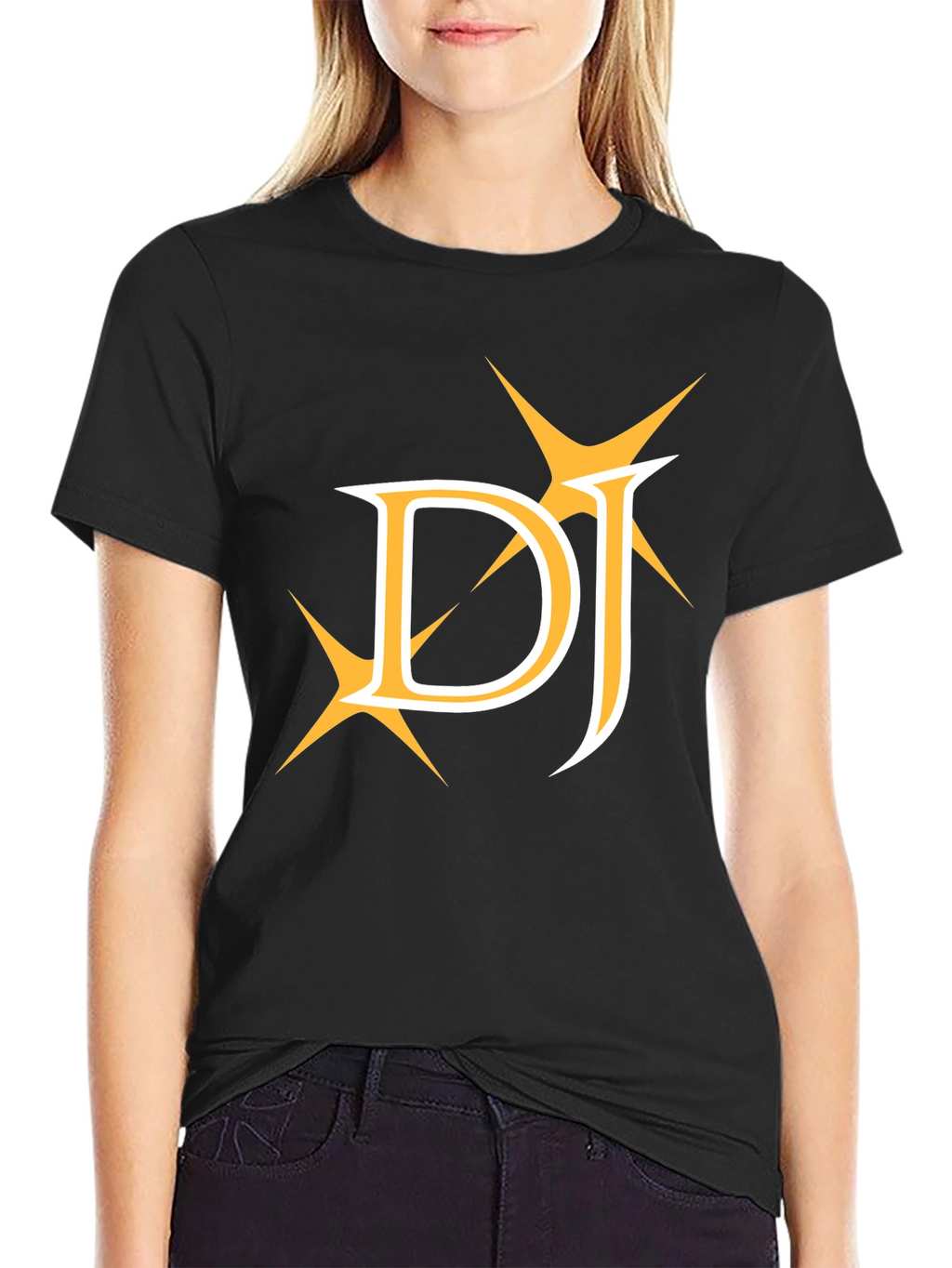 DJ Golden Graphic Tee - Stylish Black Cotton T-Shirt