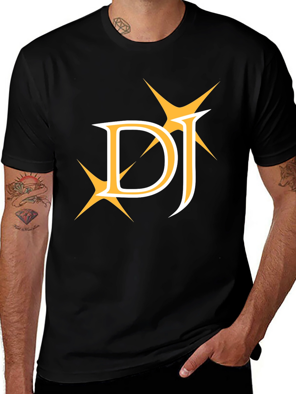 DJ Golden Graphic Tee - Stylish Black Cotton T-Shirt