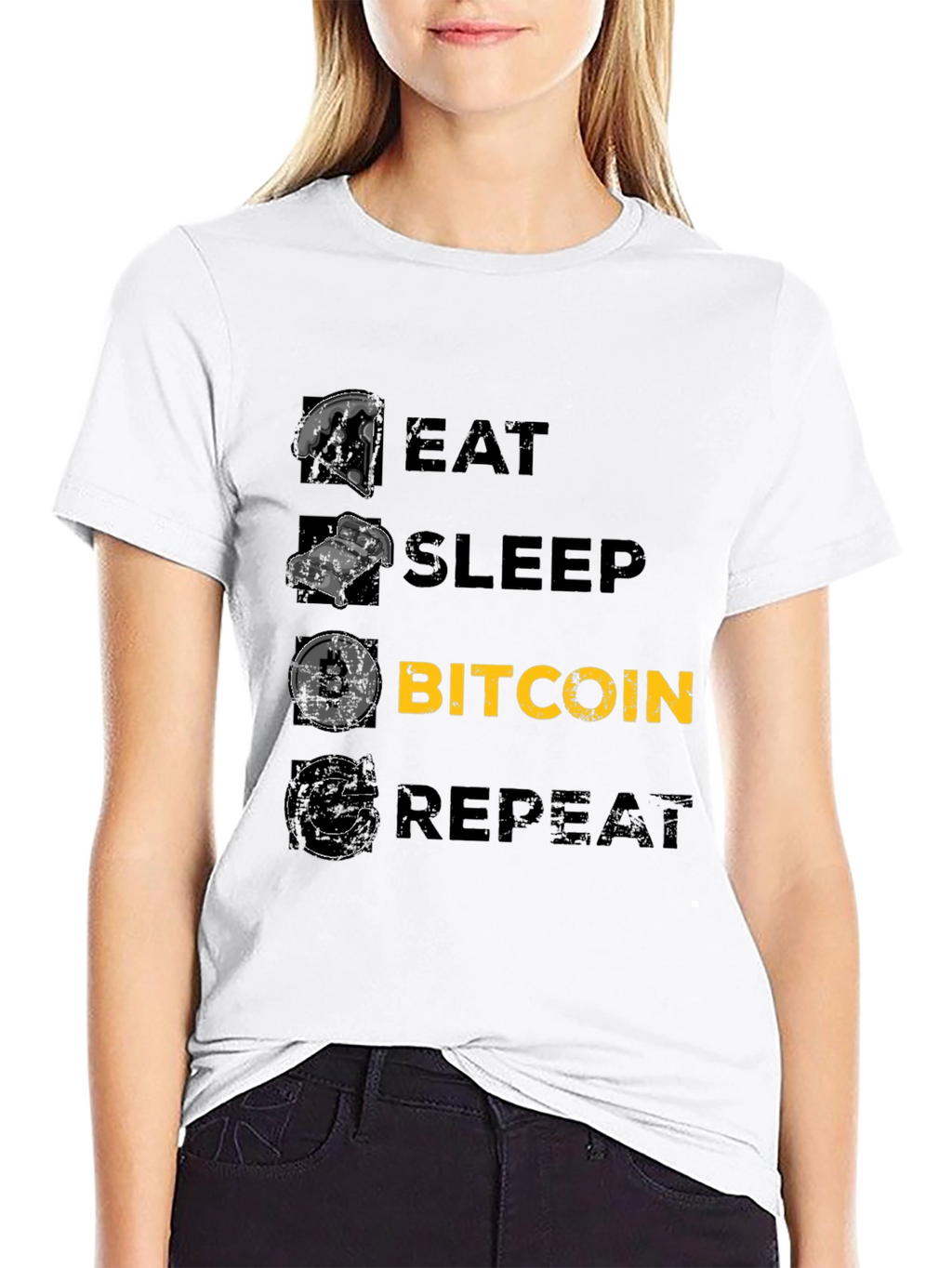 Eat Sleep Bitcoin Repeat Black T-Shirt
