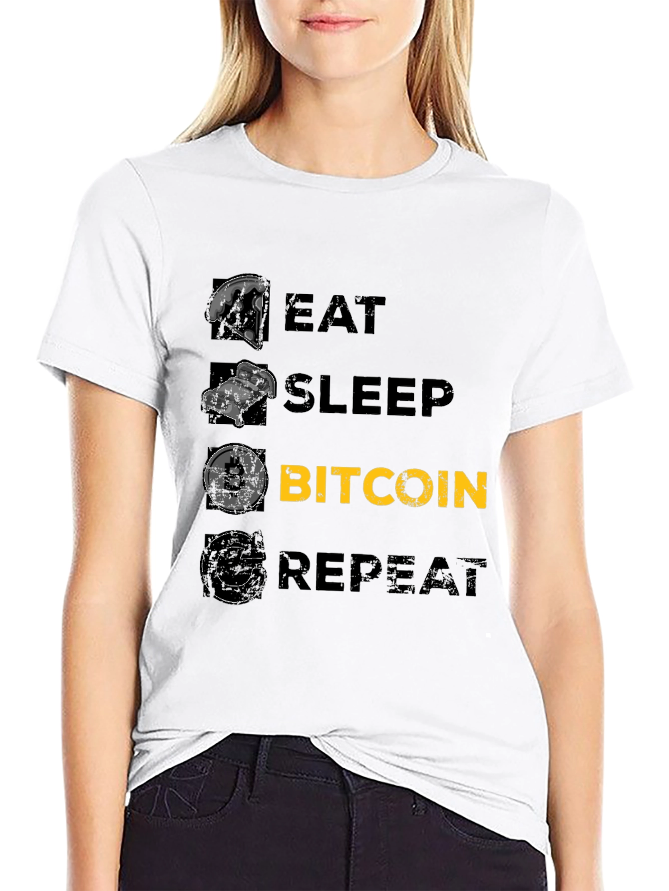 Eat Sleep Bitcoin Repeat Black T-Shirt