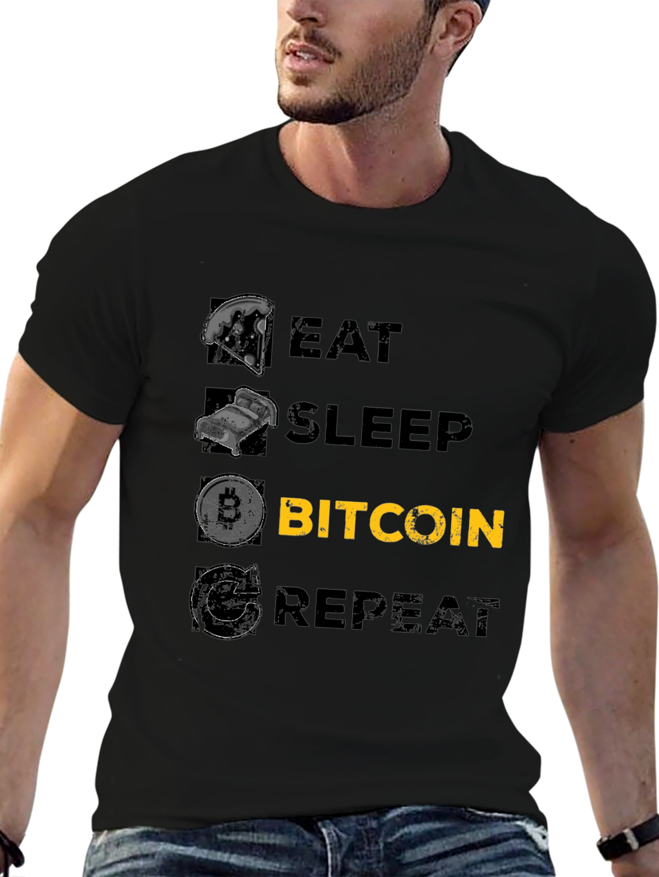 Eat Sleep Bitcoin Repeat Black T-Shirt