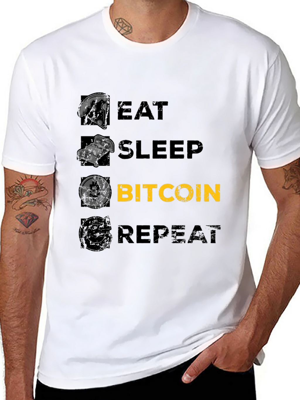 Eat Sleep Bitcoin Repeat Black T-Shirt