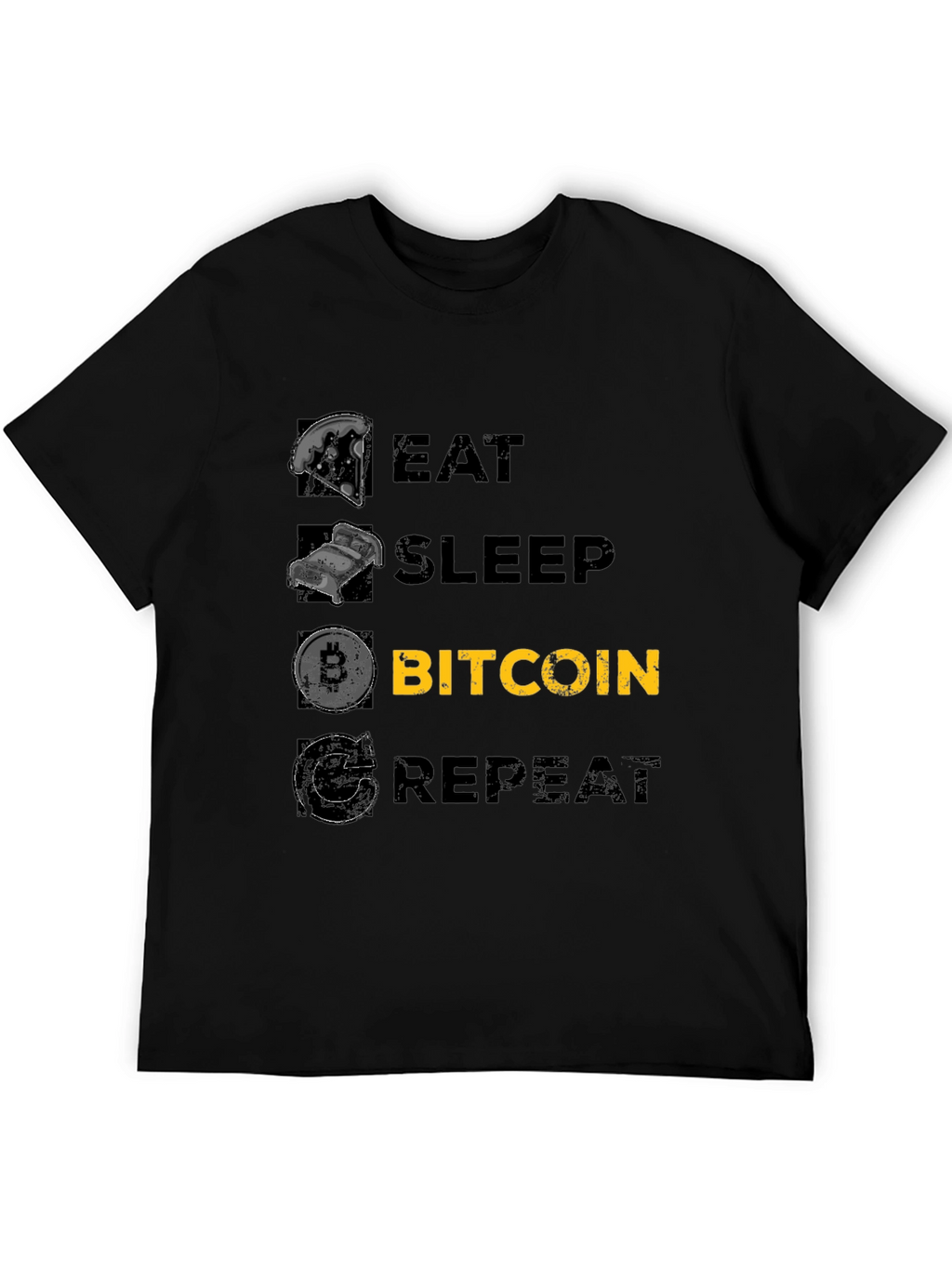 Eat Sleep Bitcoin Repeat Black T-Shirt