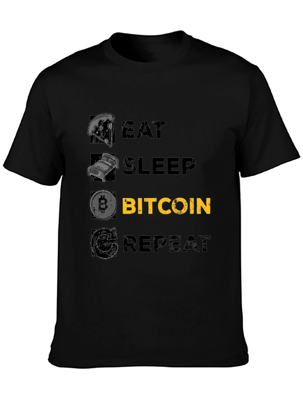 Eat Sleep Bitcoin Repeat Black T-Shirt