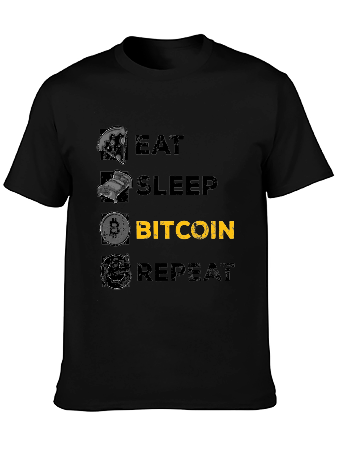 Eat Sleep Bitcoin Repeat Black T-Shirt