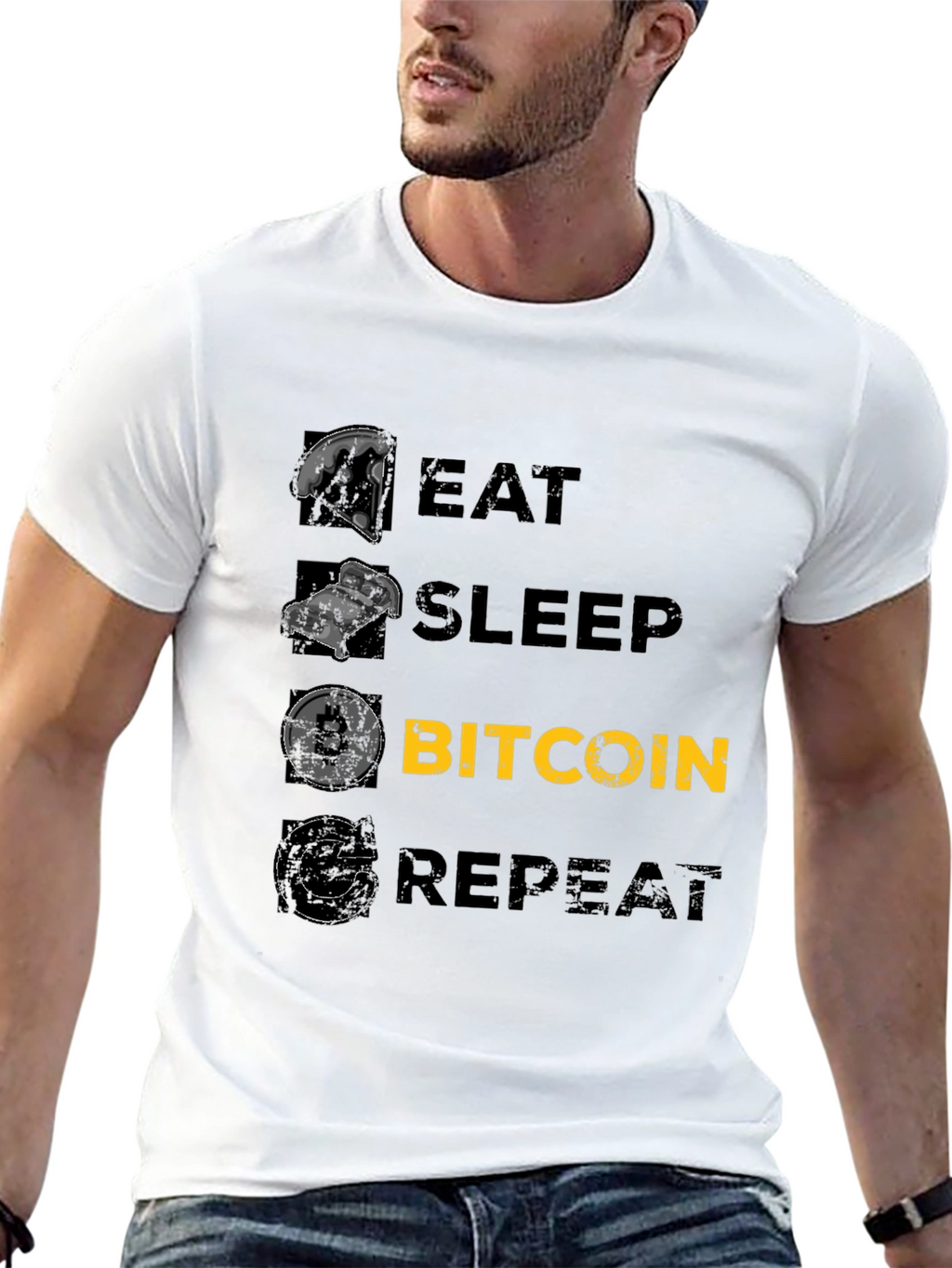 Eat Sleep Bitcoin Repeat Black T-Shirt