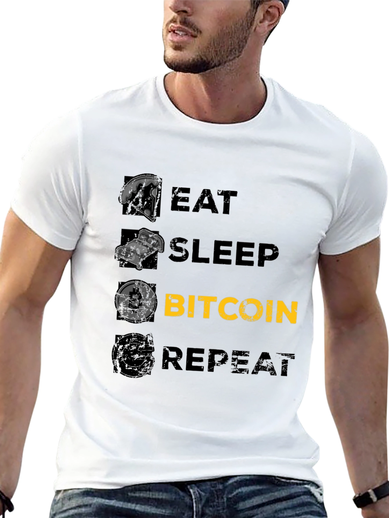 Eat Sleep Bitcoin Repeat Black T-Shirt