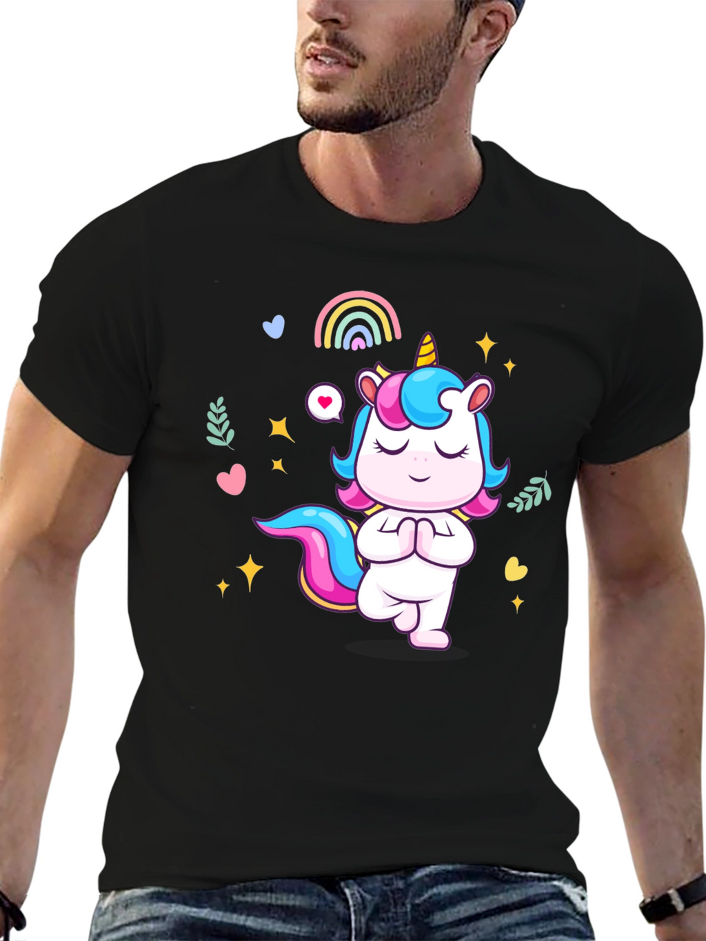 Yoga Unicorn Black T-shirt