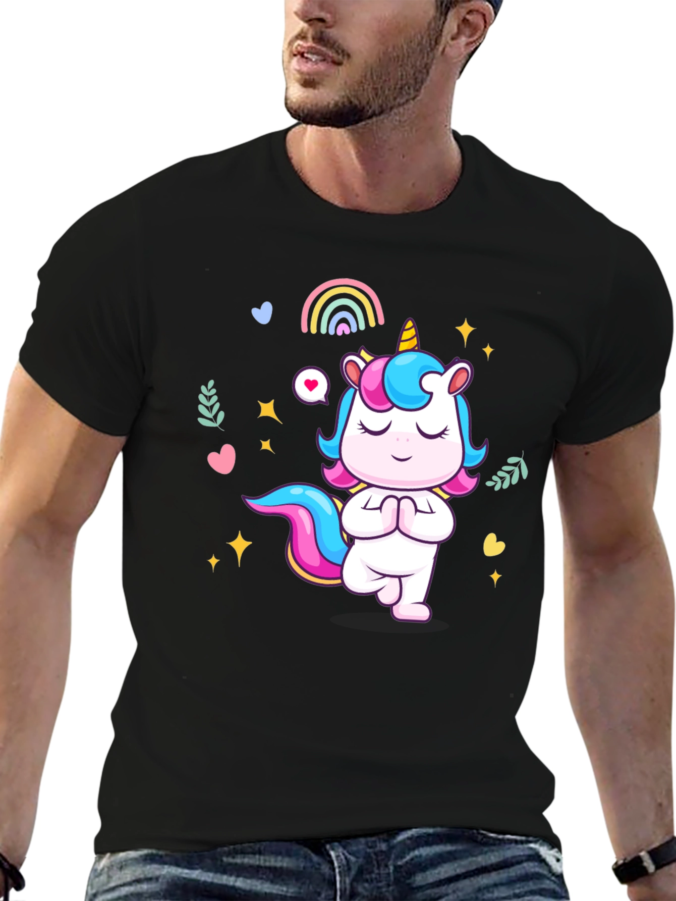Yoga Unicorn Black T-shirt