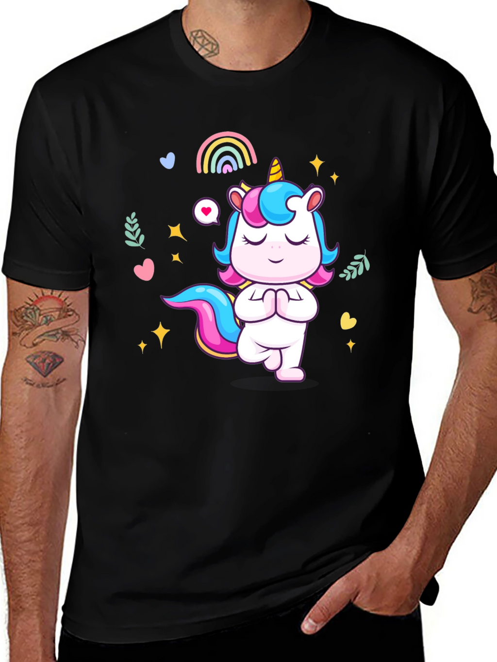 Yoga Unicorn Black T-shirt